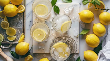 Canvas Print - Refreshing Summer Lemonade with Lemon Slices