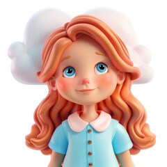 Poster - 3d Girl with Cloud Storage-2, on isolated transparent background