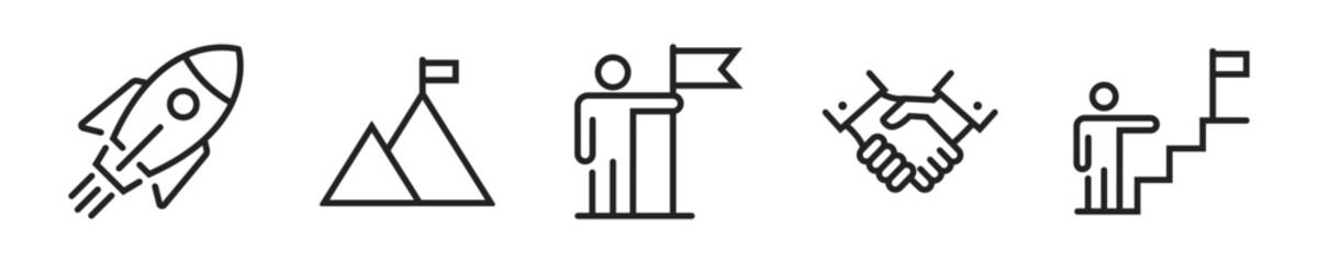 Wall Mural - startup business icon set. set of 5 outline icons related to startup. linear icon collection. startu