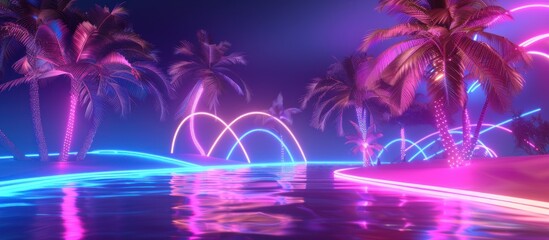 Canvas Print - Neon Palm Beach