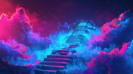 Canvas Print - Neon Stairway to Heaven