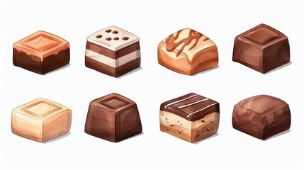 Indulge in a delightful watercolor illustration featuring an enticing chocolate collection on a crisp white background.