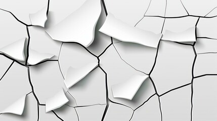 Wall Mural - Shattered glass texture with intricate cracks. Perfect for backgrounds, designs, and art projects on a clean white backdrop.