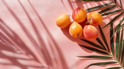 Canvas Print - Fresh Apricots with Palm Leaf Shadows