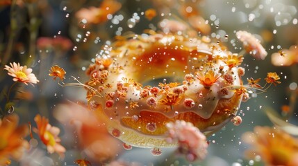 Wall Mural - Donut with flowers