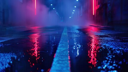 Canvas Print - Neon Reflections in a Rainy Alley