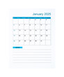 © gamjai - The Vertical of January 2025 Calendar page for 2025 year isolated on white background, Saved clipping path.