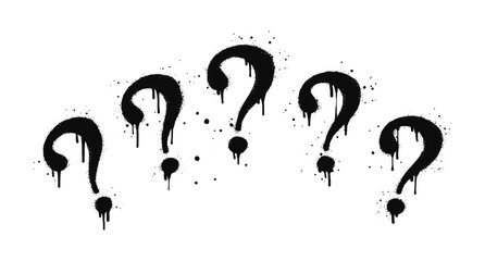 Poster - Set of Spray painted graffiti question marks in black over white. question drip symbol. isolated on white background. vector illustration