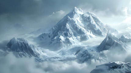 Wall Mural - Snowy Mountain Range Landscape