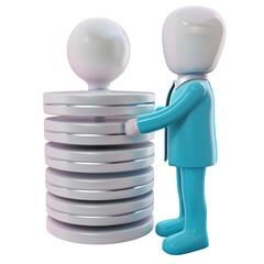 Sticker - Man with 3D Database icon, on isolated transparent background