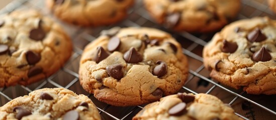 Sticker - Freshly Baked Chocolate Chip Cookies on a Cooling Rack