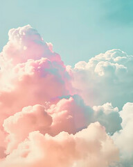 Wall Mural - pastel clouds, sky background, aesthetic, dreamy, ethereal, pink and blue pastels, vintage style --a