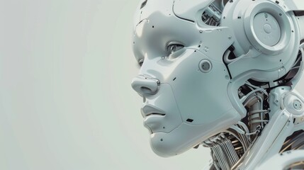 Poster - Artificial Intelligence Concept - A White Robot with Detailed Facial Features