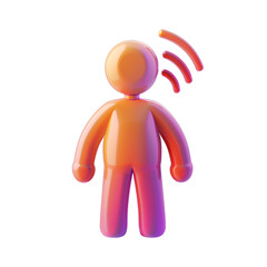 Sticker - 3D icon - man with WiFi icon, on isolated transparent background