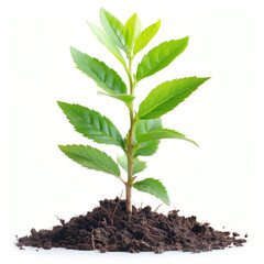 Plant growing isolated on white background.