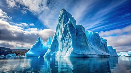 Blue iceberg towering over the polar landscape, iceberg, blue, polar, cold, ice, frozen, arctic, ocean, environment