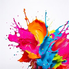 Poster - splashes of neon paint splattering across a clean sheet adding a