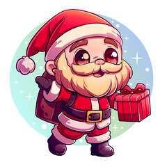 Wall Mural - Super cute Santa Claus delivering presents to a house, generated ai