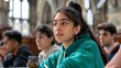 © Oranee  - A student studying abroad, attending a class in a historic university building