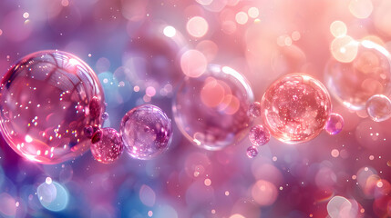 Canvas Print - Pink Bubbles on a Sparkling Background