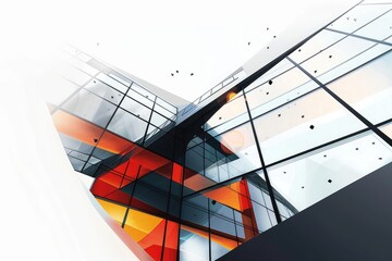 Canvas Print - An interior view of a modern building with a glass wall