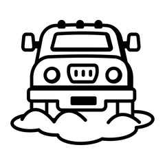 Sticker - Doodle style icon of snow jeep 