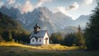 © raining - Idyllic Mountain Chapel Surrounded by Nature's Splendor