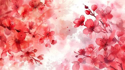 Poster - Watercolor Painting of Pink Cherry Blossoms Illustration