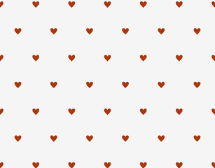 pattern with hearts, small red hearts on a light background, regular uniform print, vector seamless 