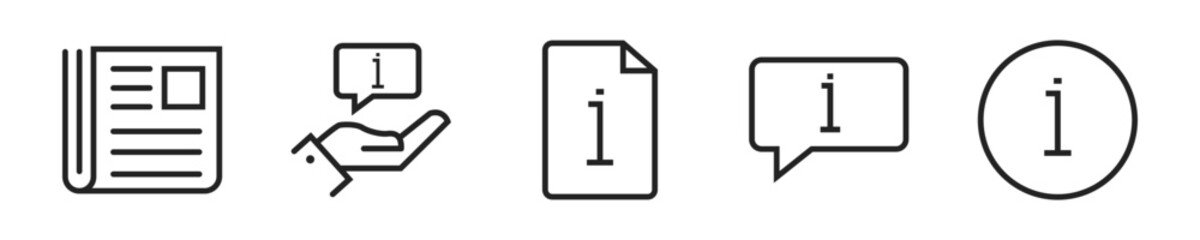 Poster - Information business icon set. Set of 5 outline icons related to information. Linear icon collection. Information business outline icons collection. Editable stroke. Vector illustration.