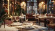 © klss777 - The chic restaurant has elegant tables with polished cutlery, linens, and soft lighting for a warm atmosphere.