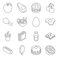 Wall Mural - Pack of Food And Fruit Linear Icon
