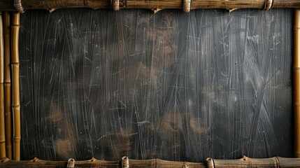 Wall Mural - Chalkboard texture on bamboo wall with space for writing