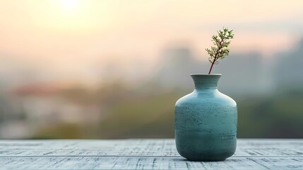 Sticker - vase with plant on the table