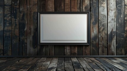 Wall Mural - Dark frame on wooden wall