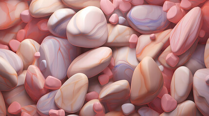 Canvas Print - Abstract Pink & Peach Marble Stones