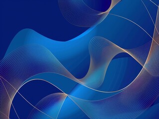 Wall Mural - Golden abstract layers on elegant blue background for banner design with text space