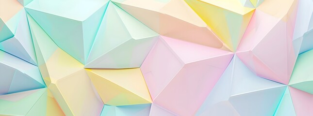 Poster - Pastel color background with light yellow, pink and blue paper sheets in an angle shape. Simple flat vector illustration