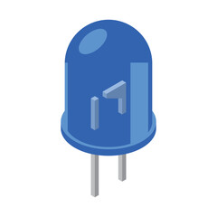 Poster - Blue led isometric icon. LED semiconductor composition. Light emitting diode. Electronic component icon in isometric style