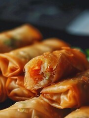 Wall Mural - vegetable egg rolls, crispy and bursting with flavor from vietnamese cuisine. a delicious appetizer 