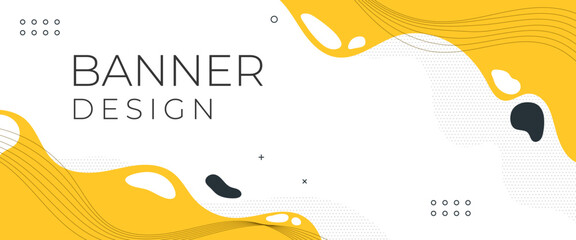 wave yellow abstract with line horizontal banner design template vector