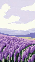 Wall Mural - Lavender field pixel art landscape