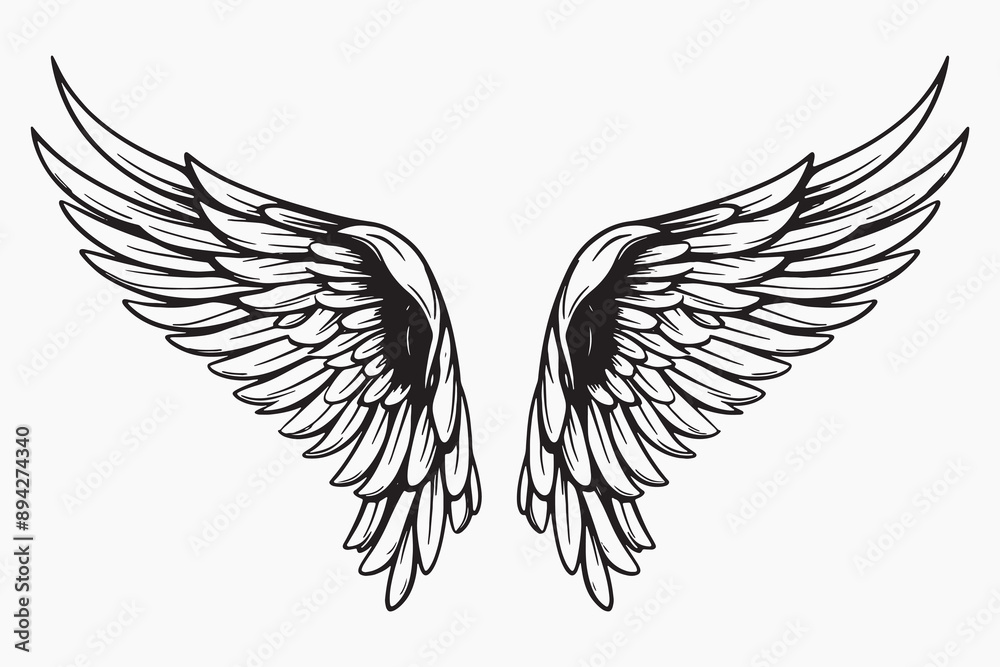 Elegant angel wings illustration Stock Vector | Adobe Stock
