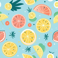 Wall Mural - Colorful citrus fruit pattern