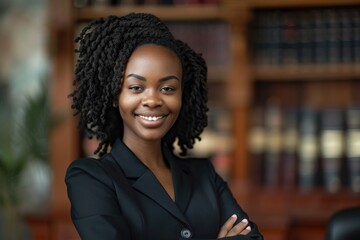 Wall Mural - Empowered black woman lawyer excelling in court and office.