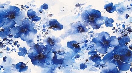 Wall Mural - blue flowers background