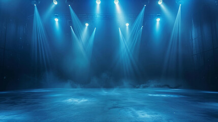 abstract background with stage lights, dark room for product presentation. showroom with spotlight a