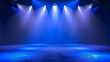 © rafliand - Abstract background with stage lights, dark room for product presentation. Showroom with spotlight and starry sky. Background for display of products on stage in the theater or studio