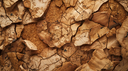 Close-up of a textured cork surface in warm brown tones.