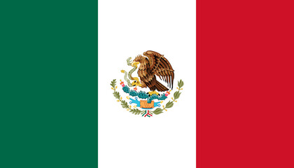 Wall Mural - Mexico flag official isolated on png or transparent background vector illustration. 